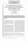 Research paper thumbnail of Le résistible déclin de l’artisanat en France des années 1920 aux années 1970