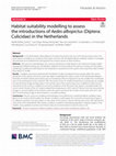 Research paper thumbnail of Habitat suitability modelling to assess the introductions of Aedes albopictus (Diptera: Culicidae) in the Netherlands