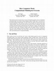 Research paper thumbnail of How Computers Work: Computational Thinking for Everyone