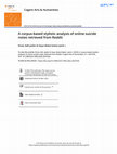 Research paper thumbnail of A corpus-based stylistic analysis of online  suicide notes retrieved from Reddit