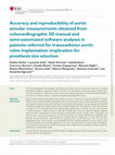 Accuracy and reproducibility of aortic annular measurements obtained from echocardiographic 3D manual and semi-automated software analyses in patients referred for transcatheter aortic valve implantation: implication for prosthesis size selection Cover Page