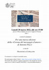 Research paper thumbnail of Per una nuova edizione della «Corona del messaggio d'amore» di Antonio Pucci 28.03.2022 (Seminario di Filologia "Giuliano Tanturli")