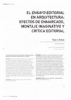 Research paper thumbnail of El _ensayo editorial_ en arquitectura: efectos de enmarcado, montaje imaginativo y crítica editorial