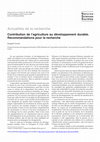 Research paper thumbnail of Contribution de l'agriculture au développement durable. Recommandations pour la recherche