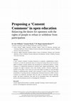 Research paper thumbnail of Proposing a 'Consent Commons' in open education - balancing the desire for openness with the rights of people to refuse or withdraw from participation