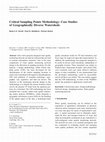 Research paper thumbnail of Critical sampling points methodology: Case studies of geographically diverse watersheds