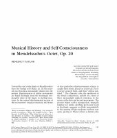 Research paper thumbnail of Musical History and Self-Consciousness in Mendelssohn’s Octet, Op. 20