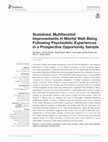 Sustained, Multifaceted Improvements in Mental Well-Being Following Psychedelic Experiences in a Prospective Opportunity Sample Cover Page