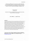 Research paper thumbnail of Achieving Effective Governance under Divided Government and Private Interest Group Pressure: Taiwan's 2001 Financial Holding Company Law