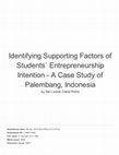 Research paper thumbnail of IDENTIFYING SUPPORTING FACTORS OF STUDENTS ENTREPRENEURSHIP INTENTION - A CASE STUDY OF PALEMBANG, INDONESIA Palembang, Indonesia