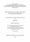 Chronology of the Iron Age in the Levant: a Computational Approach (PhD thesis in archaeology, Tel Aviv University, submitted 2021, approved 2022) Cover Page