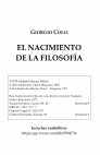 El nacimiento de la filosofia - Giorgio Colli Cover Page