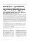 Providing Care for Underserved Patients: Endodontic Residents’, Faculty Members’, and Endodontists’ Educational Experiences and Professional Attitudes and Behavior Cover Page