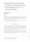 Notificação para apresentação de defesa e indicação dos meios de prova (Artigo 219.º-A, n.º 1, do RGICSF): Parecer Cover Page