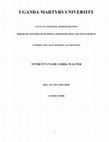 Research paper thumbnail of UGANDA MARTYRS UNIVERSITY FACULTY: BUSINESS ADMINISTRATION PROGRAM: MASTERS OF BUSINESS ADMINISTRATION AND MANAGEMENT COURSE UNIT: MANAGEMENT ACCOUNTING STUDENT'S NAME: GIRRA WALTER