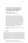 Research paper thumbnail of The efficacy of lexical stress diacritics on the English comprehensibility and accentedness of Korean speakers