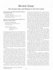 Research paper thumbnail of The Secular State and Religion in the Post‐Colony