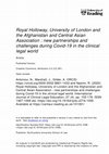 Royal Holloway, University of London and the Afghanistan and Central Asian Association: New Partnerships and Challenges During COVID-19 in the Clinical Legal World Cover Page