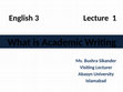 What is Academic Writing? Cover Page