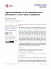 Research paper thumbnail of Legal Hermeneutics of the Omnibus Law on Jobs Creation: A Case Study in Indonesia