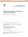 Research paper thumbnail of Comments on Roger Cotterrell\u27s Essay, \u27The Struggle for Law: Some Dilemmas of Cultural Legality\u27