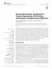 Toward Biomimetic Scaffolds for Tissue Engineering: 3D Printing Techniques in Regenerative Medicine Cover Page