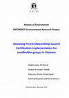 Research paper thumbnail of Assessing Forest Stewardship Council certification implementation for smallholder groups in Vietnam