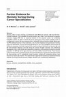 Research paper thumbnail of Further Evidence for Hemisity Sorting During Career Specialization