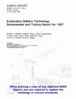 Exploratory Battery Technology Development and Testing Report for 1984 Cover Page