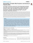 Research paper thumbnail of Repeatability of Feather Mite Prevalence and Intensity in Passerine Birds