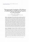 Research paper thumbnail of Thermogravimetric Investigation of the Influence of Colloidal Phase on the Processing Properties of Crude Oil Residues