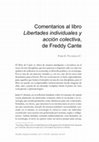 Comentarios al libro "Libertades individuales y acción colectiva", de Freddy Cante Cover Page