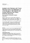 Research paper thumbnail of Isolated Limb Perfusion with Tumor Necrosis Factor and Melphalan for Limb Salvage in 186 Patients with Locally Advanced Soft Tissue Extremity Sarcomas