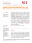 Correlation between clinical clerkship achievement and objective structured clinical examination (OSCE) scores of graduating dental students on conservative dentistry Cover Page