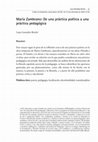 Research paper thumbnail of María Zambrano: De una práctica poética a una práctica pedagógica