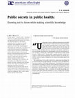 Research paper thumbnail of Public secrets in public health: Knowing not to know while making scientific knowledge