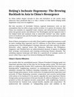 Research paper thumbnail of Beijing's Inchoate Hegemony: The Brewing Backlash in Asia to China's Resurgence