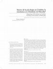 Research paper thumbnail of Inicios de la psicología en Córdoba: la enseñanza en el Instituto de Filosofía