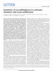 Research paper thumbnail of Sensitivity of coccolithophores to carbonate chemistry and ocean acidification