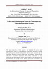 Policy and Management Issues in Contemporary Nigerian Education System Cover Page