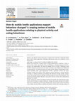 How do mobile health applications support behaviour changes? A scoping review of mobile health applications relating to physical activity and eating behaviours Cover Page