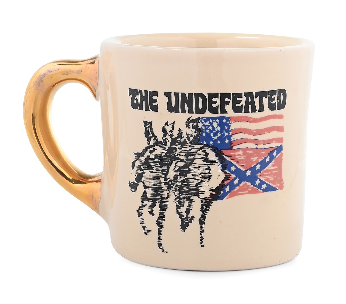 JOHN WAYNE CAST AND CREW COFFEE MUG FOR "THE UNDEFEATED"