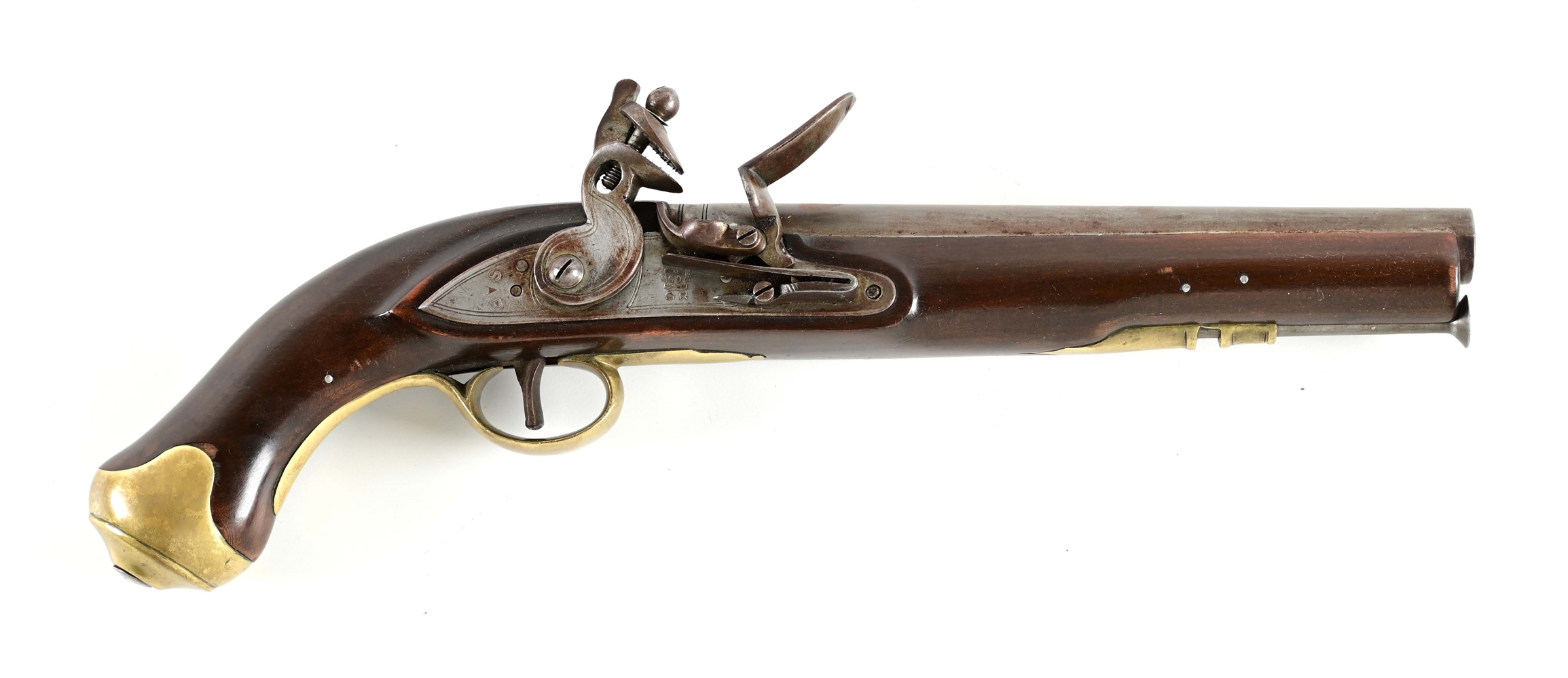 (A) MODERN JAPANESE PRODUCTION FLINTLOCK PISTOL, AFTER AN ENGLISH EXAMPLE.