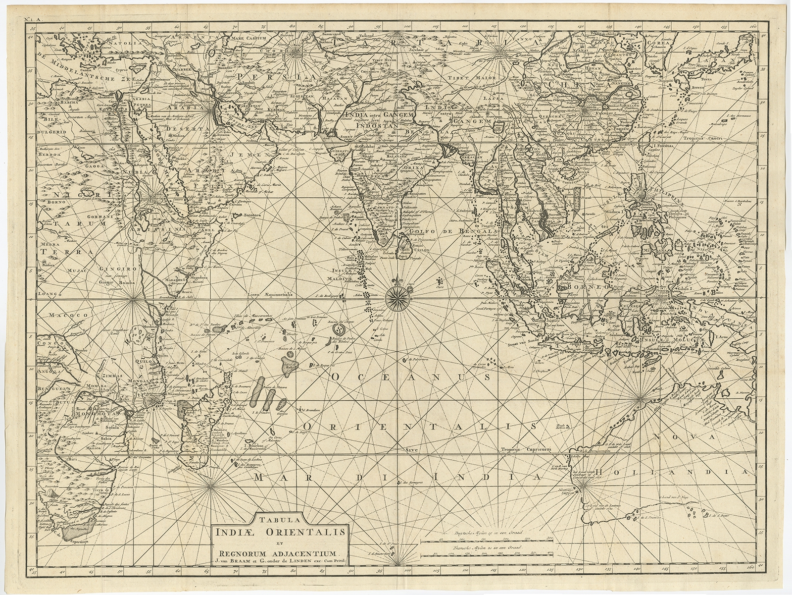 Antique Map of Southeast Asia and the Indian Ocean by Valentijn (1726)