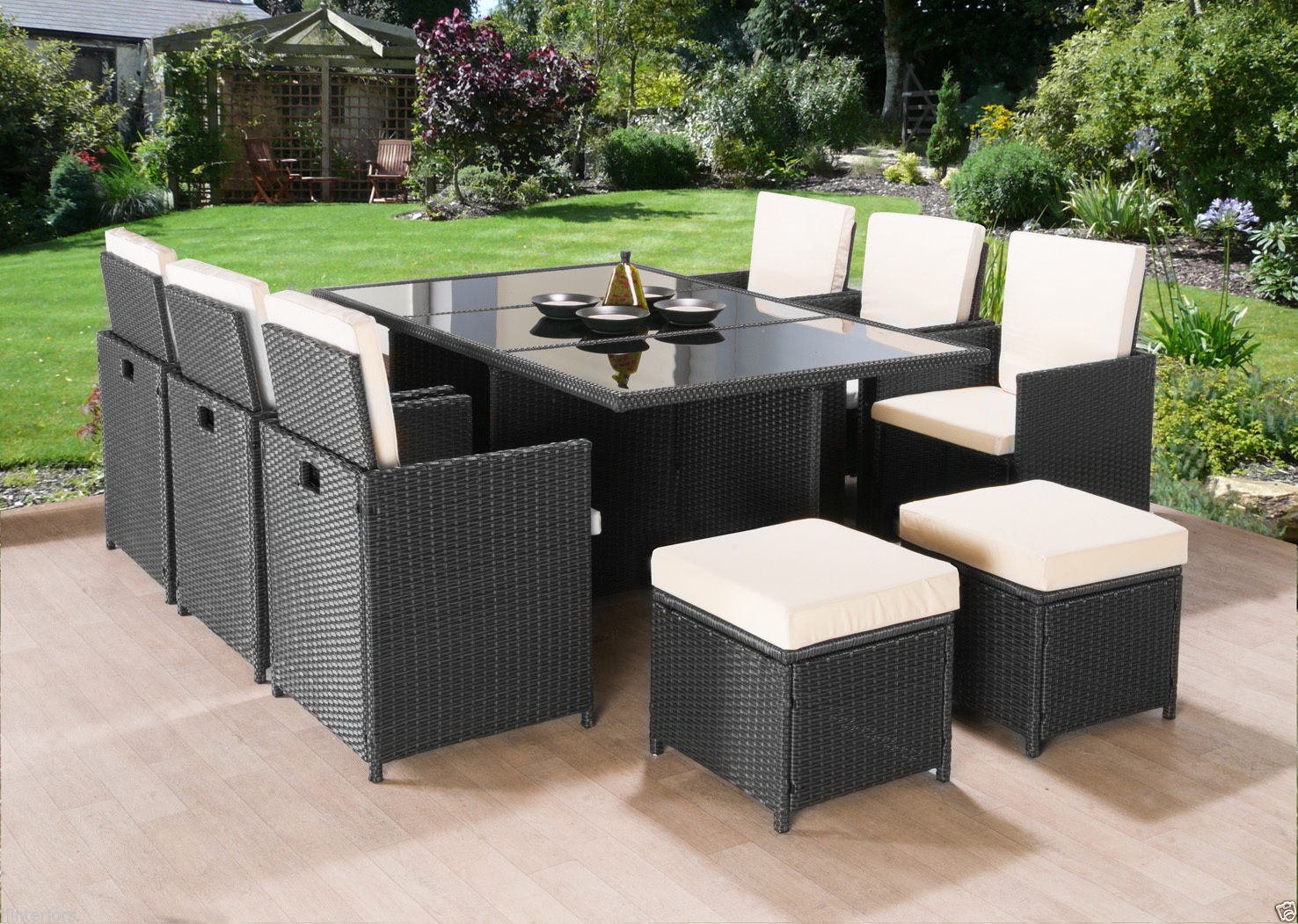 11PC Cube Rattan Garden Furniture - Luxury Garden Furniture - Beds.co