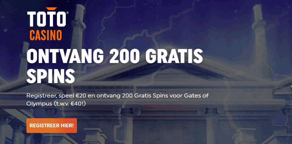 TOTO casino bonus - 200 gratis spins na storting