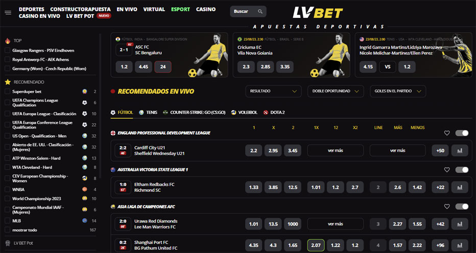 Apuestas deportivas en LVBet