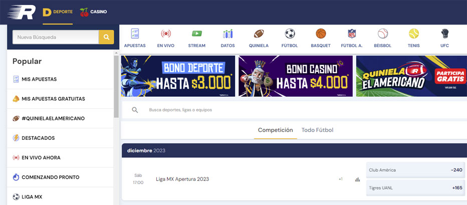 Apuestas deportivas en Rushbet