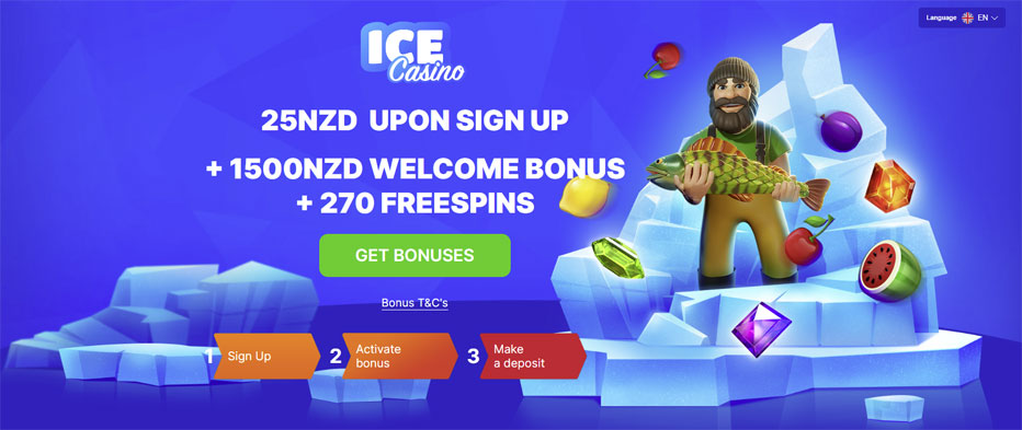 Best free chip offer for players from New Zealand - get $25 NZ free at Ice Casino