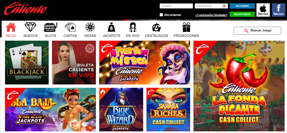 Juegos disponibles en Caliente Casino